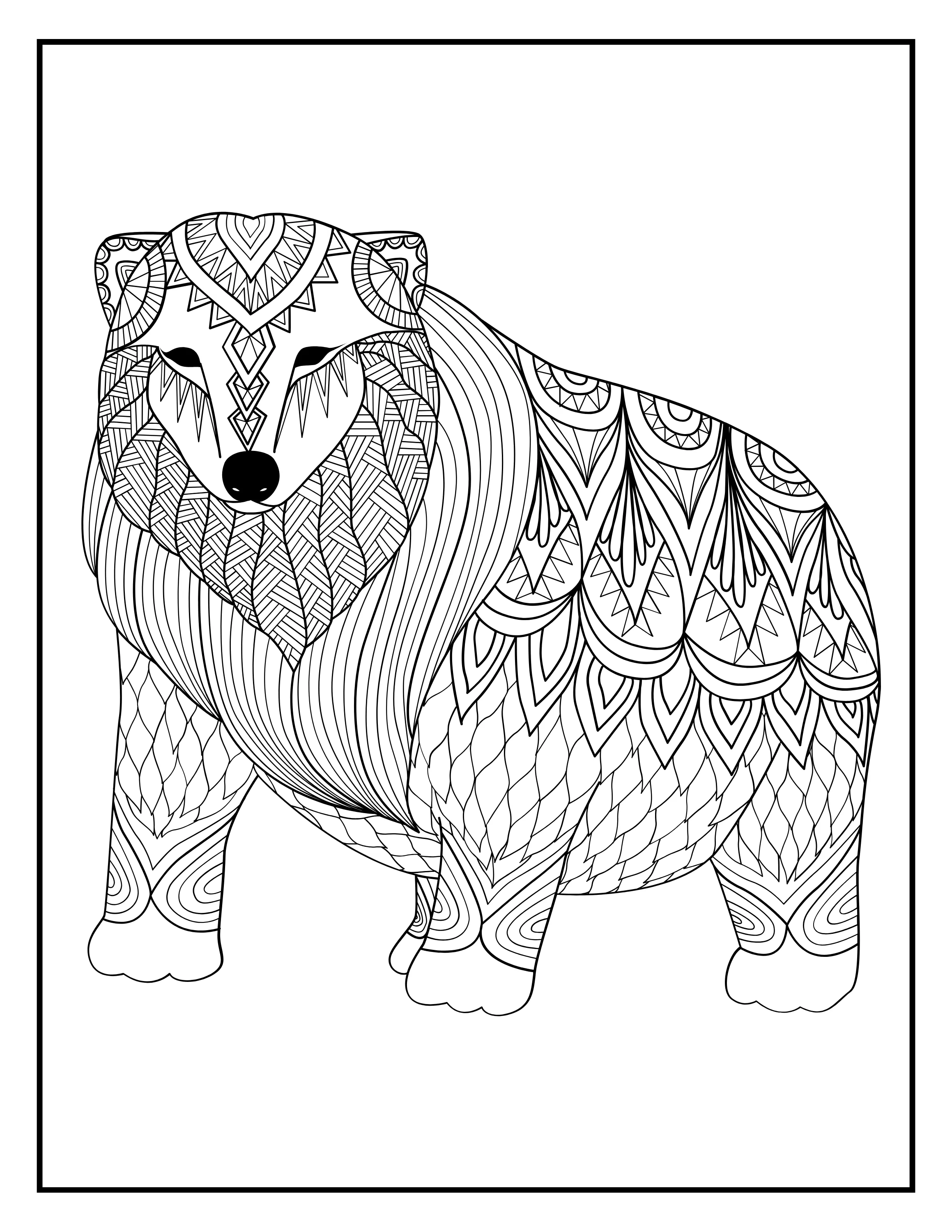 Printable Zentangle Animal Designs Coloring Book: Intricate & Relaxing Pages