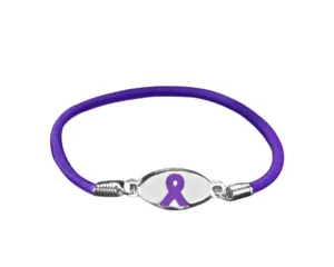 Purple Ribbon Awareness Stretch Bracelets