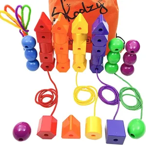 Rainbow Stringing Beads for Toddlers 46 Pcs | Stringing Beads