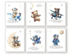 Set of 6 Teddy Bear Nursery Prints