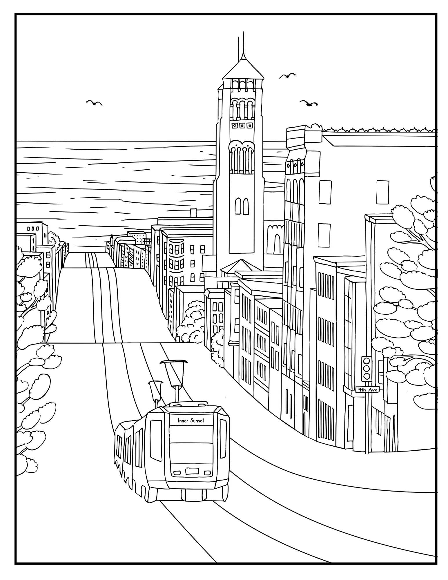 Shades of San Francisco: Printable Coloring Book of Iconic Cityscapes Digital Collection