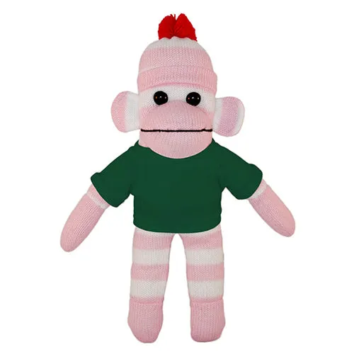 Soft Plush Pink Sock Monkey with Tee