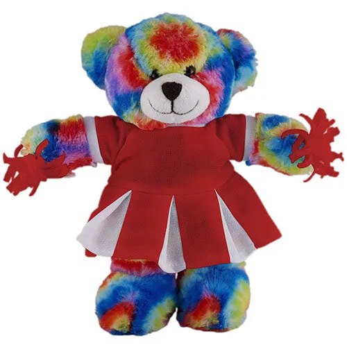 Soft Plush Stuffed Tie Dye Teddy Bear with Cheerleader Outfit