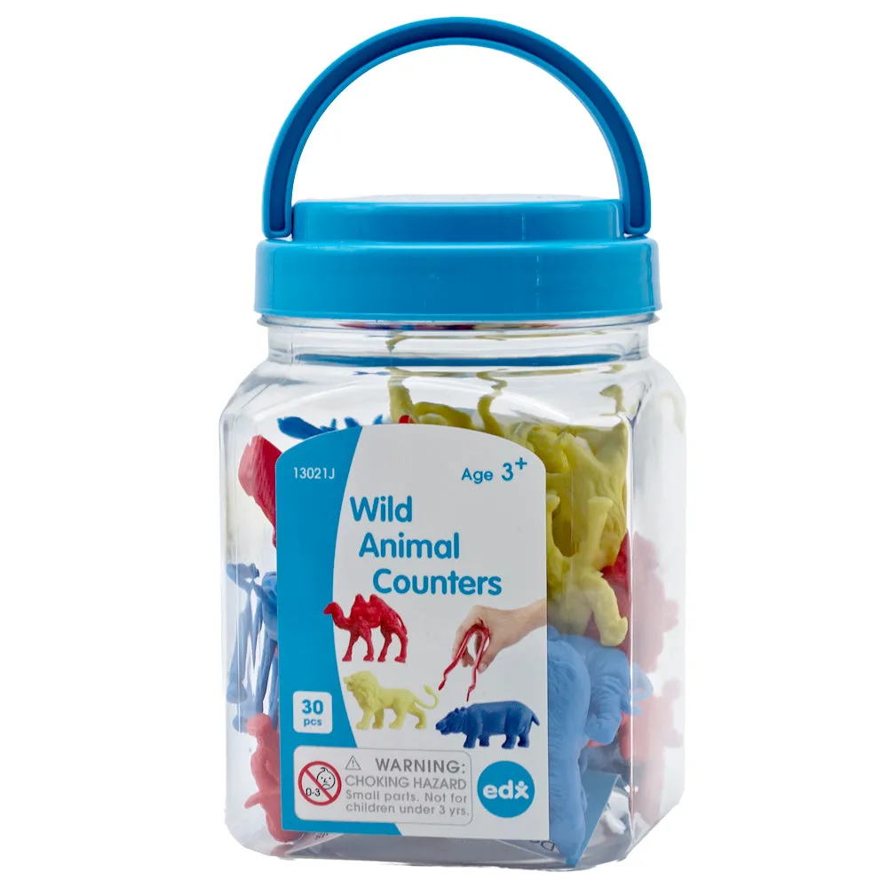 Wild Animal Counters 30pc Jar with Tweezer & Activity Guide