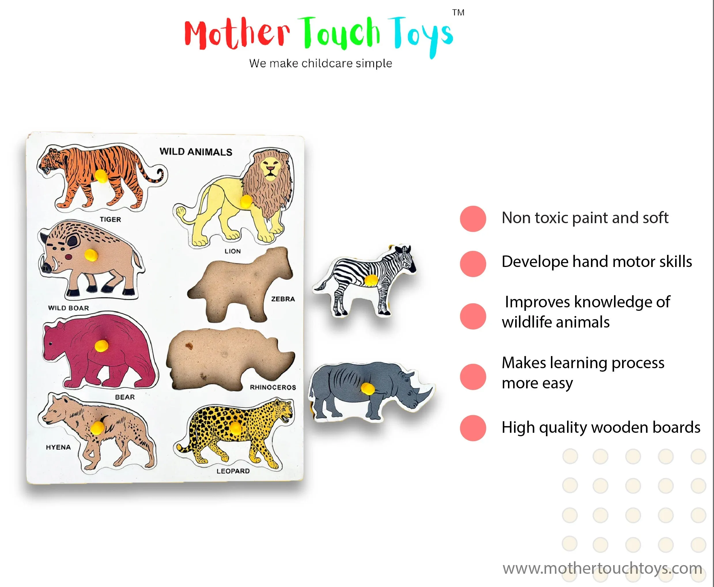 Wild Animal Wooden Learning Board