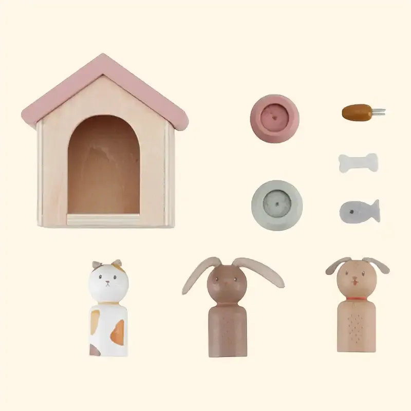 Wooden Doll’s House Pets Peg Play set